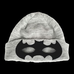 DC COMICS - Cutout REVERSIBLE Batman Mask Double Knit Beanie (Heather Grey, OS)
